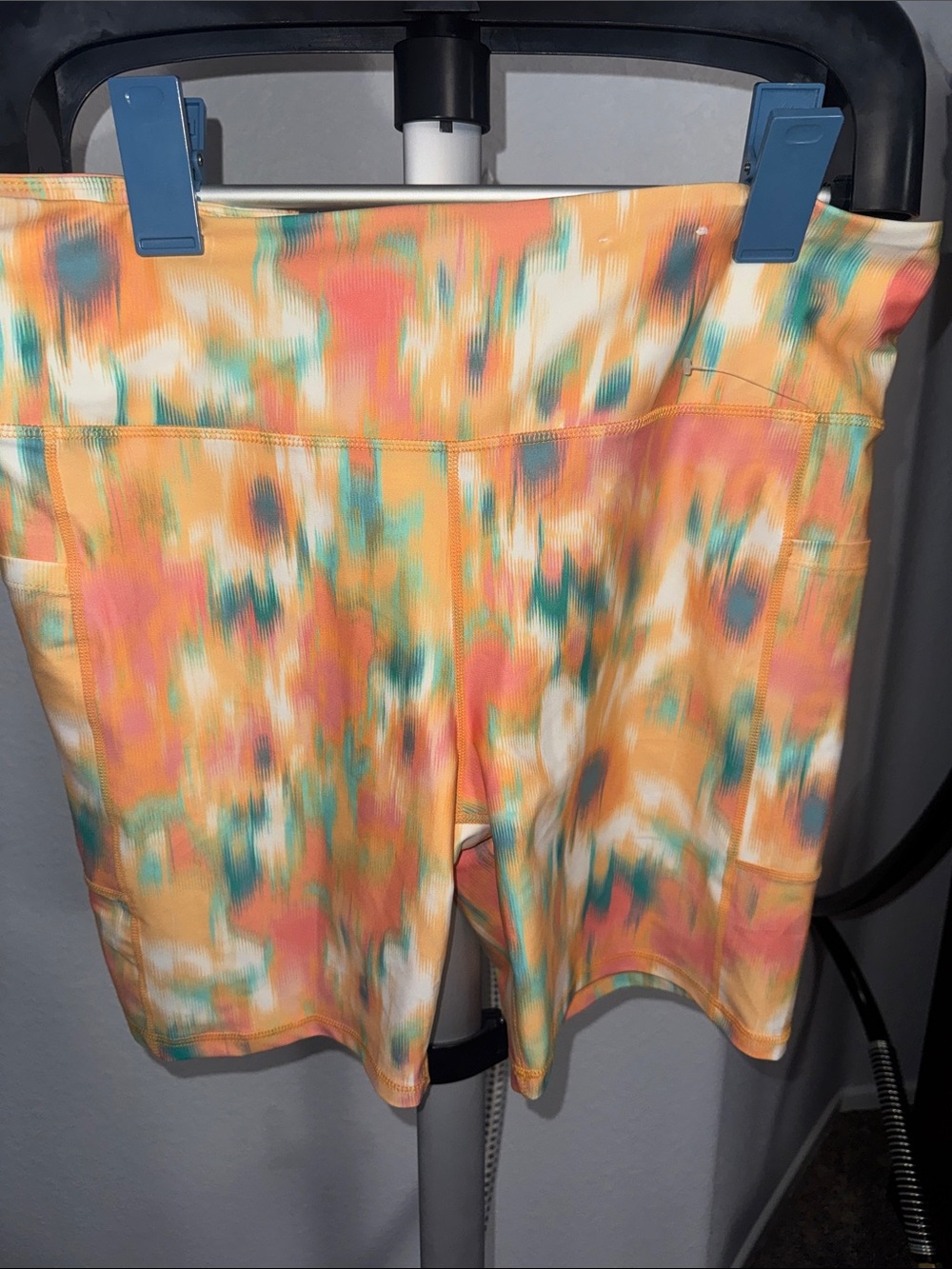 Xersion Peach, Teal & Coral Tie-Dye High-Rise Bike Shorts